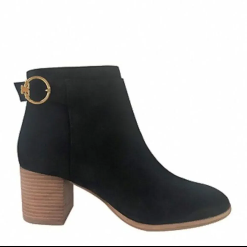 Tory Burch Sofia 65MM Suede Black Ankle Booties #50895 Women's Size 11